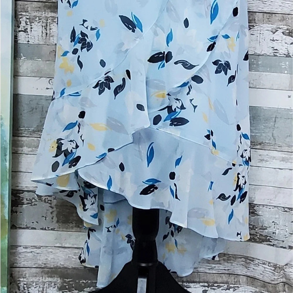 LANE BRYANT Womens Plus High Low Chiffon Faux Wrap Floral Skirt Blue Size 28 - Picture 3 of 11
